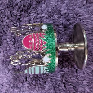 Bath & Body Works Silver Bunny & Muticolor Eggs 3 Wick Pedestal Candle H…
